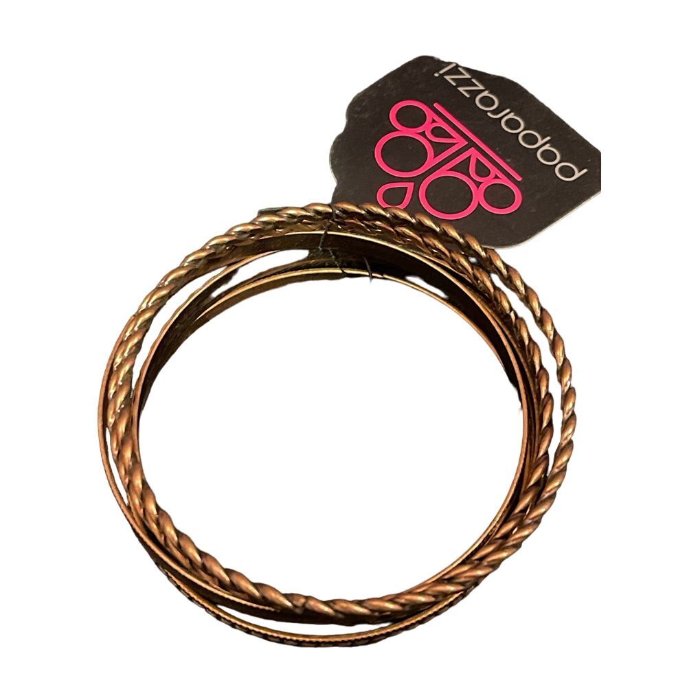 Paparazzi Gold Tone Bangle Bracelet Set Twisted Rope Textured Stackable R-46 - Picture 2 of 2